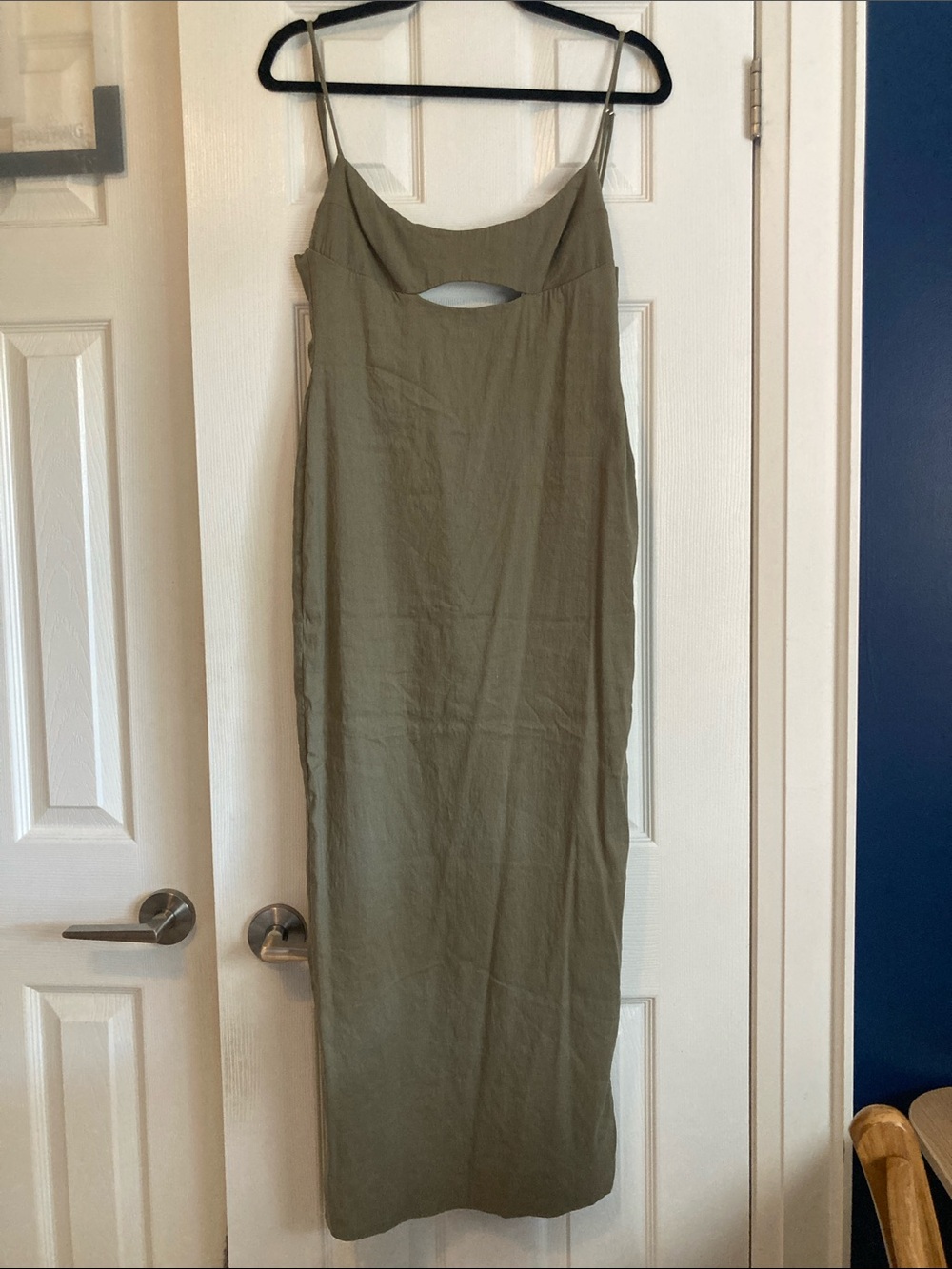 Zara Olive Cutout Spaghetti-Strap Maxi Dress